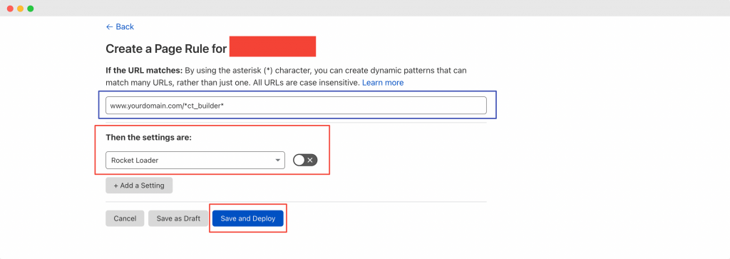 Page Rule Settings